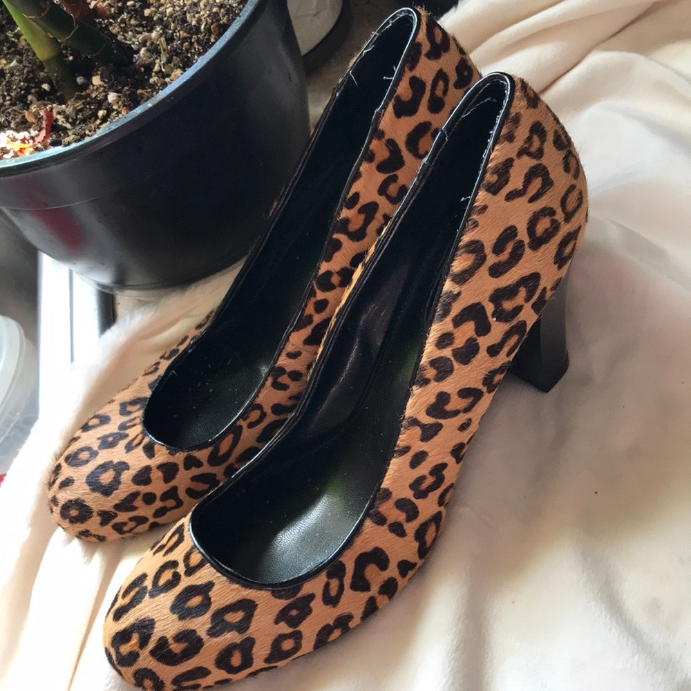 Nickels Animal Print Wedged Heels 3” Calf Hair Sz 9M